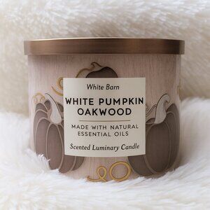 Bath and Body Works White Pumpkin Oakwood 3-Wick Candle Essential Oils Fall